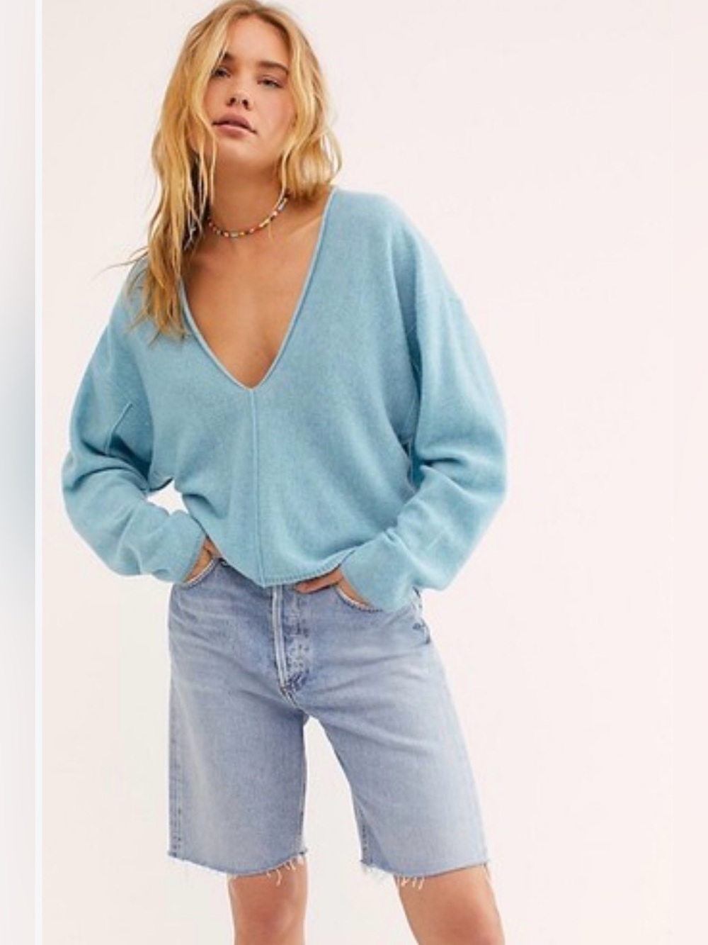 FREE PEOPLE V-neck Cashmere sweater